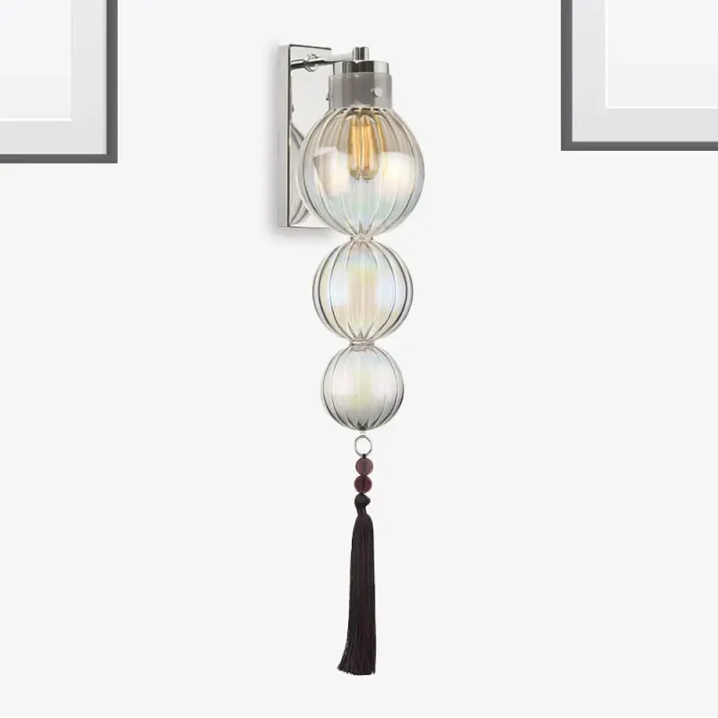 Wandlamp Bol Glas Messing Chroom Kwast Orientaalse Sfeer E12 E14 Fitting 1 Lichtbron Helder Amber Blauw | Sansoti