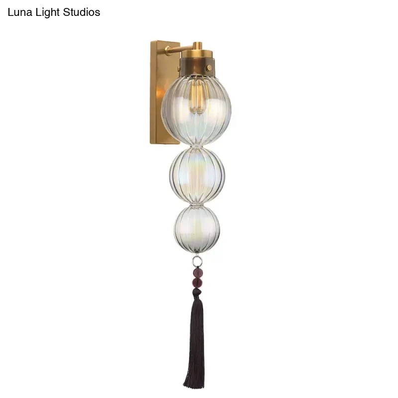 Wandlamp Bol Glas Messing Chroom Kwast Orientaalse Sfeer E12 E14 Fitting 1 Lichtbron Helder Amber Blauw | Sansoti