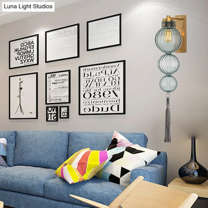 Wandlamp Bol Glas Messing Chroom Kwast Orientaalse Sfeer E12 E14 Fitting 1 Lichtbron Helder Amber Blauw | Sansoti