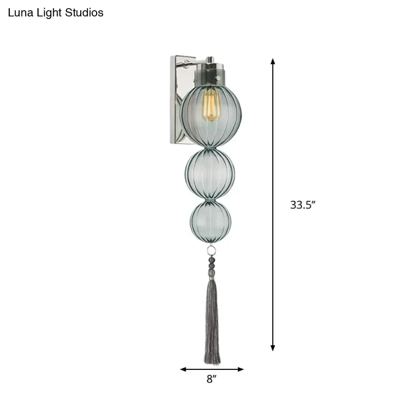 Wandlamp Bol Glas Messing Chroom Kwast Orientaalse Sfeer E12 E14 Fitting 1 Lichtbron Helder Amber Blauw | Sansoti