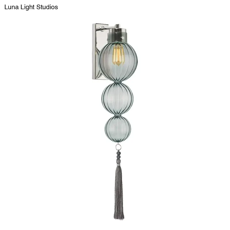 Wandlamp Bol Glas Messing Chroom Kwast Orientaalse Sfeer E12 E14 Fitting 1 Lichtbron Helder Amber Blauw | Sansoti