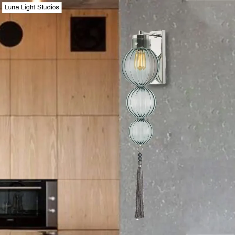 Wandlamp Bol Glas Messing Chroom Kwast Orientaalse Sfeer E12 E14 Fitting 1 Lichtbron Helder Amber Blauw | Sansoti