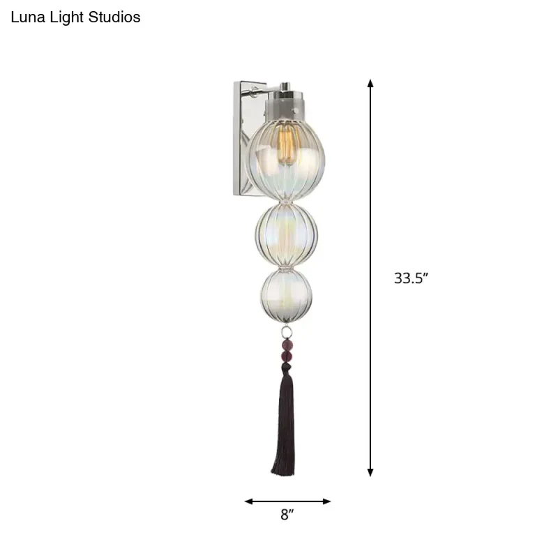 Wandlamp Bol Glas Messing Chroom Kwast Orientaalse Sfeer E12 E14 Fitting 1 Lichtbron Helder Amber Blauw | Sansoti