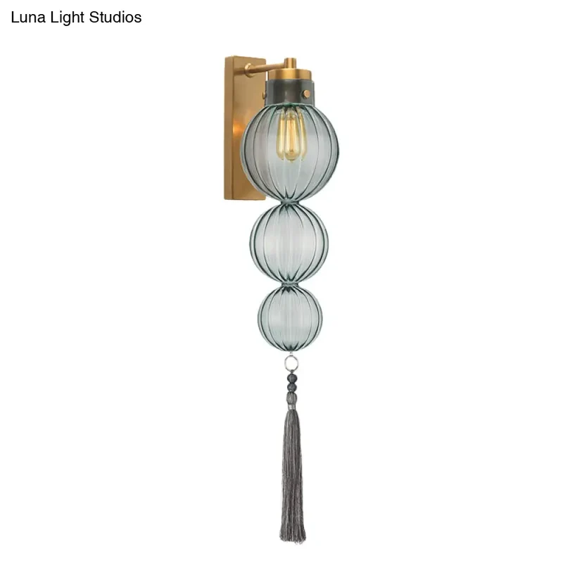 Wandlamp Bol Glas Messing Chroom Kwast Orientaalse Sfeer E12 E14 Fitting 1 Lichtbron Helder Amber Blauw | Sansoti