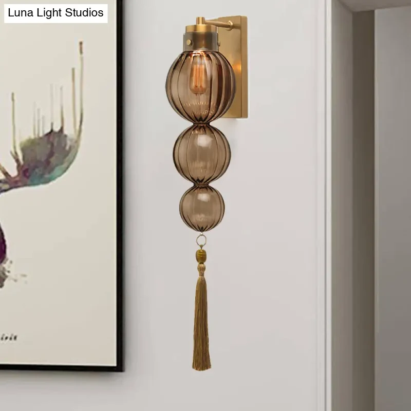 Wandlamp Bol Glas Messing Chroom Kwast Orientaalse Sfeer E12 E14 Fitting 1 Lichtbron Helder Amber Blauw | Sansoti