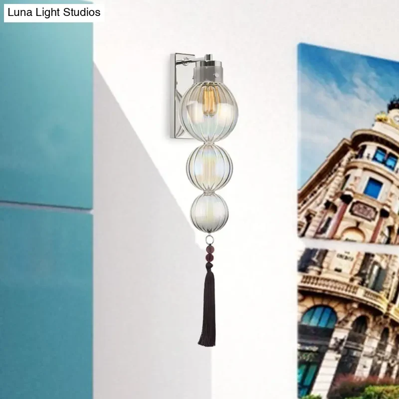 Wandlamp Bol Glas Messing Chroom Kwast Orientaalse Sfeer E12 E14 Fitting 1 Lichtbron Helder Amber Blauw | Sansoti