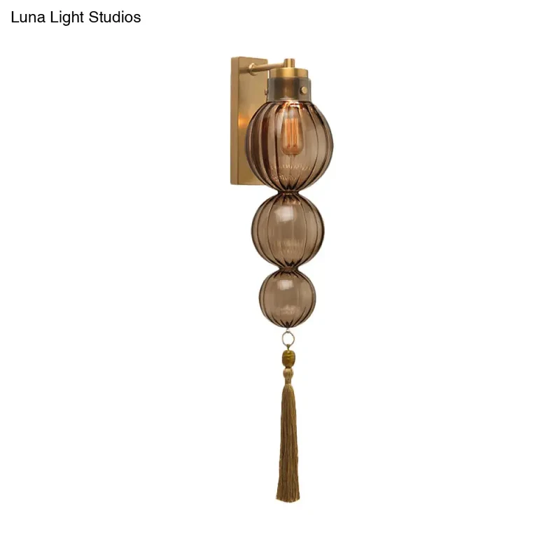 Wandlamp Bol Glas Messing Chroom Kwast Orientaalse Sfeer E12 E14 Fitting 1 Lichtbron Helder Amber Blauw | Sansoti