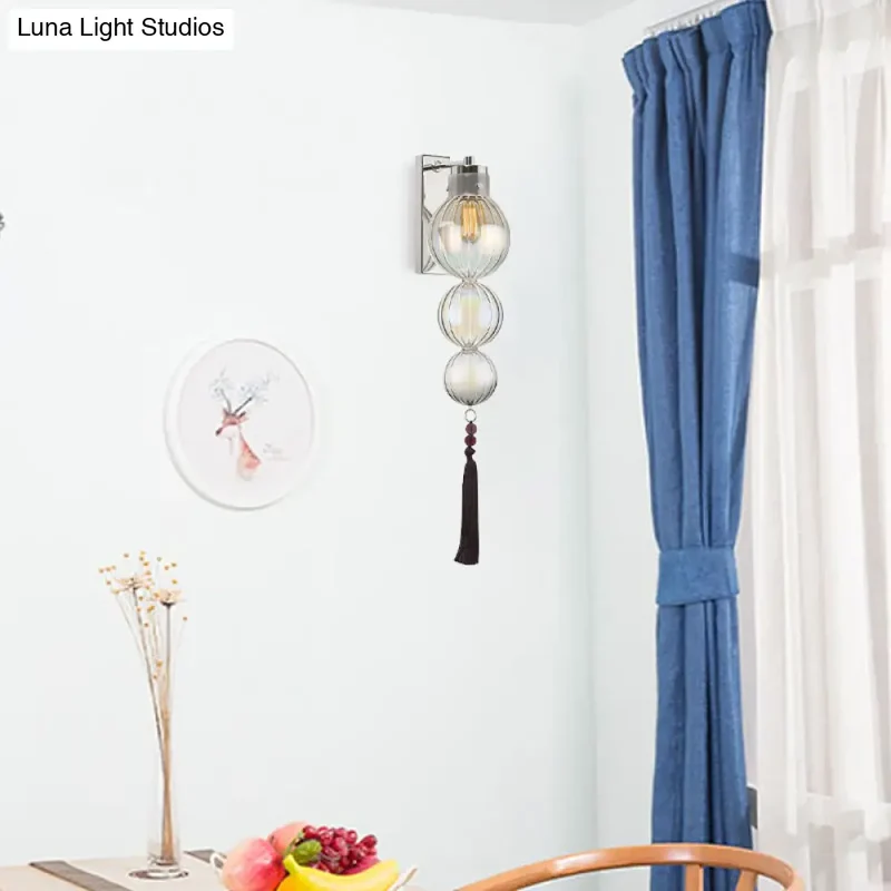 Wandlamp Bol Glas Messing Chroom Kwast Orientaalse Sfeer E12 E14 Fitting 1 Lichtbron Helder Amber Blauw | Sansoti