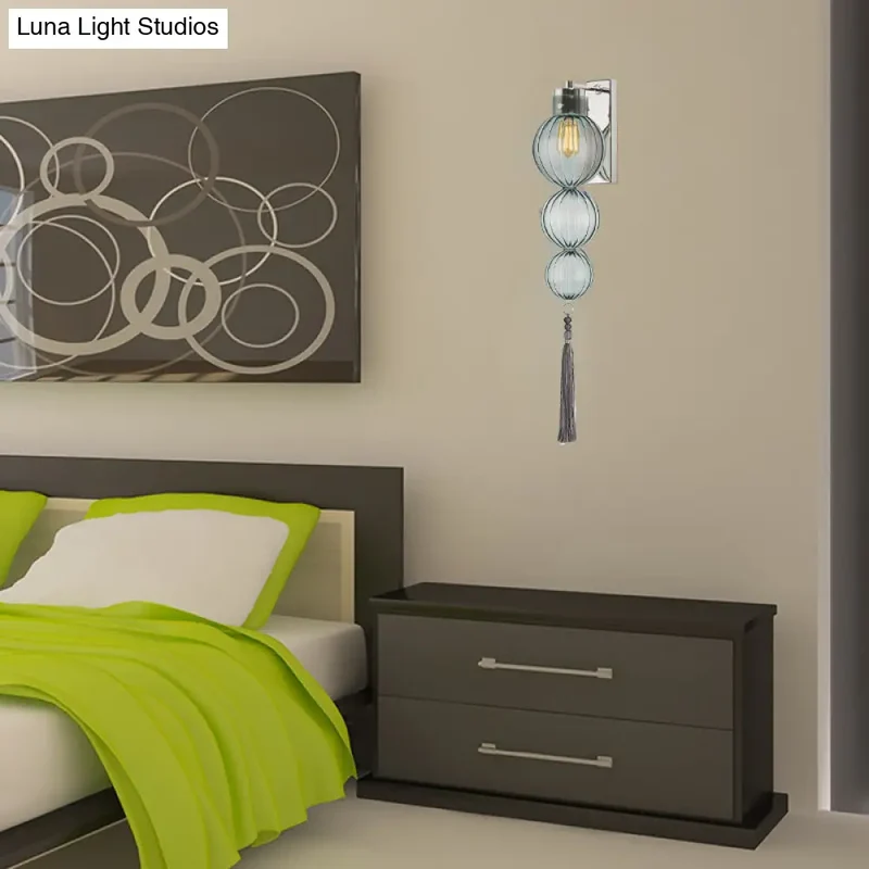 Wandlamp Bol Glas Messing Chroom Kwast Orientaalse Sfeer E12 E14 Fitting 1 Lichtbron Helder Amber Blauw | Sansoti
