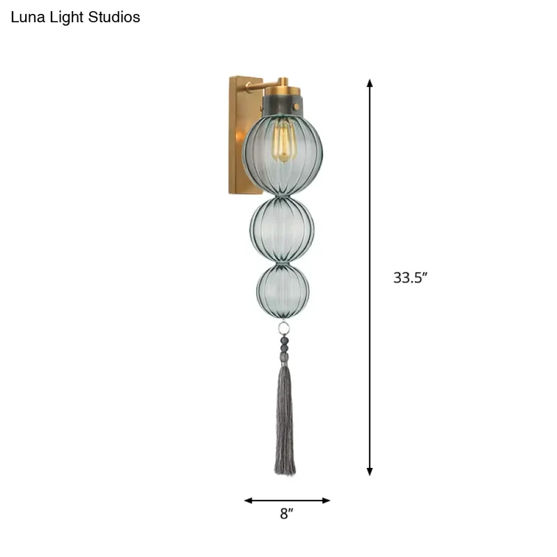 Wandlamp Bol Glas Messing Chroom Kwast Orientaalse Sfeer E12 E14 Fitting 1 Lichtbron Helder Amber Blauw | Sansoti