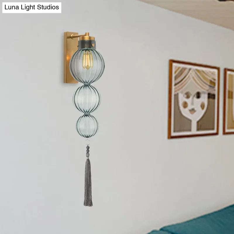 Wandlamp Bol Glas Messing Chroom Kwast Orientaalse Sfeer E12 E14 Fitting 1 Lichtbron Helder Amber Blauw | Sansoti