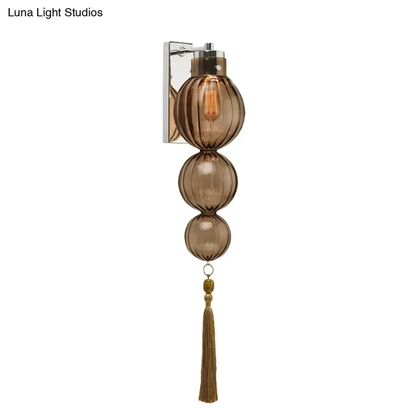 Wandlamp Bol Glas Messing Chroom Kwast Orientaalse Sfeer E12 E14 Fitting 1 Lichtbron Helder Amber Blauw | Sansoti