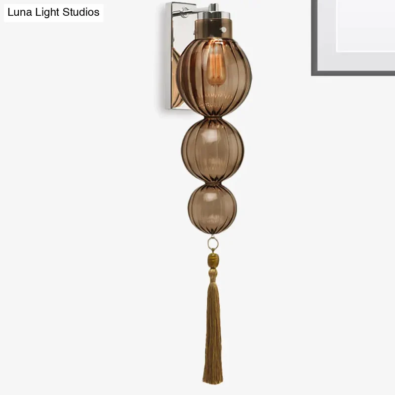 Wandlamp Bol Glas Messing Chroom Kwast Orientaalse Sfeer E12 E14 Fitting 1 Lichtbron Helder Amber Blauw | Sansoti
