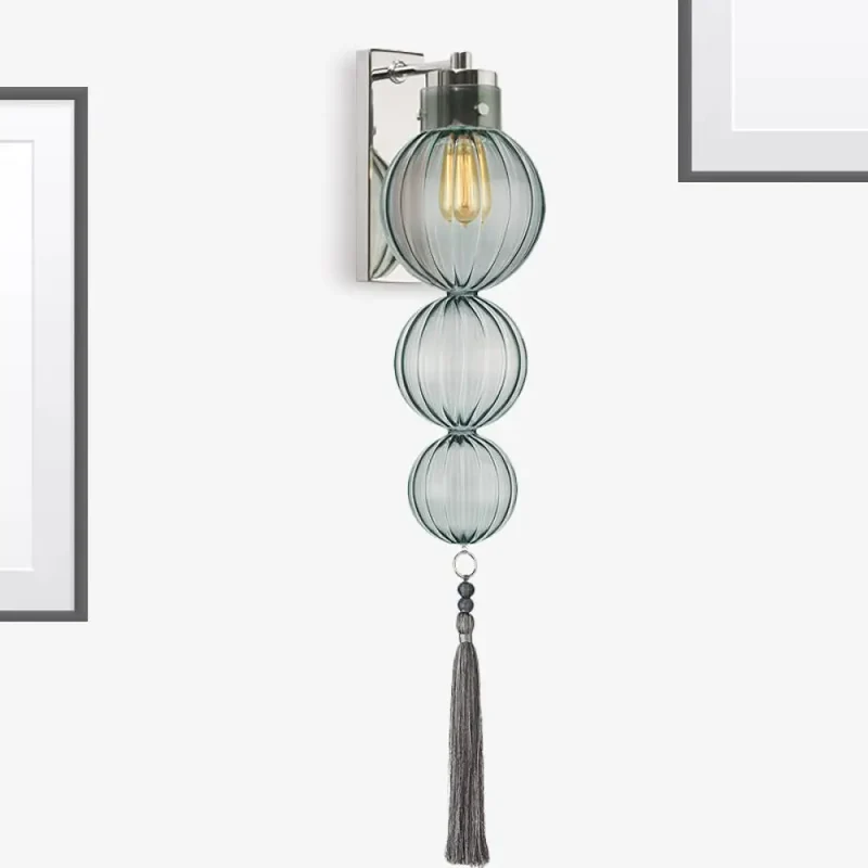 Wandlamp Bol Glas Messing Chroom Kwast Orientaalse Sfeer E12 E14 Fitting 1 Lichtbron Helder Amber Blauw | Sansoti