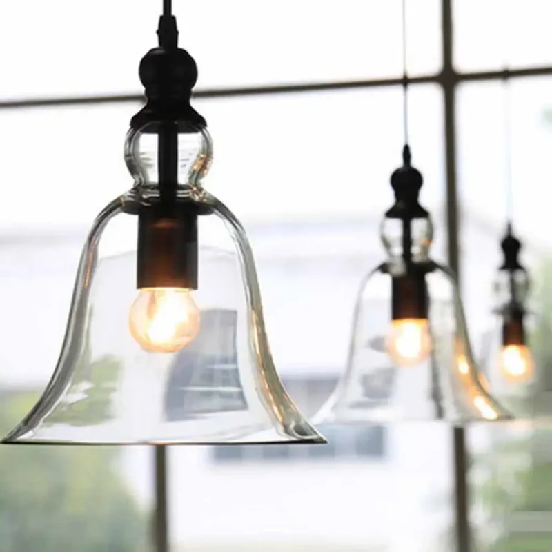 Hanglamp Klokmodel Zwart Helder Glas Industrieel Design Plafondverlichting E26 E27 Fitting Eetkamer Keuken | Sansoti