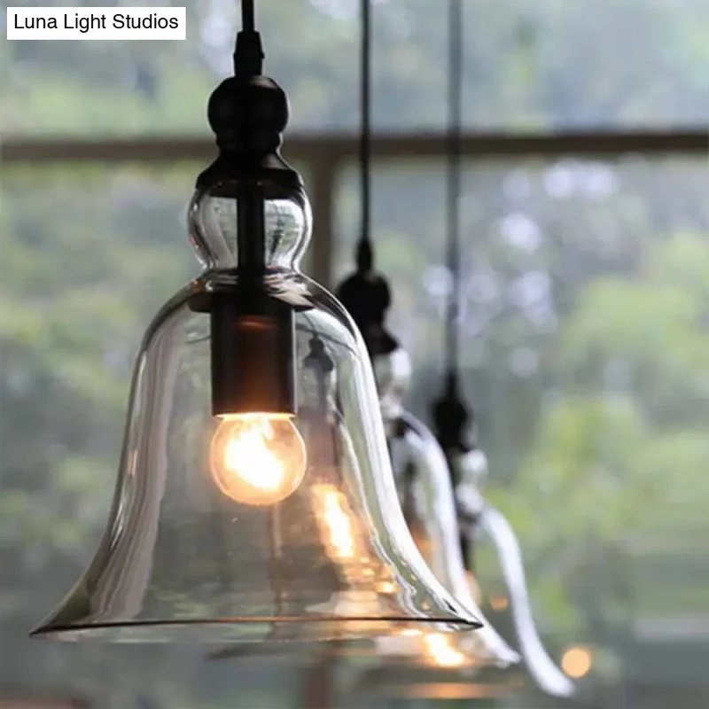 Hanglamp Klokmodel Zwart Helder Glas Industrieel Design Plafondverlichting E26 E27 Fitting Eetkamer Keuken | Sansoti