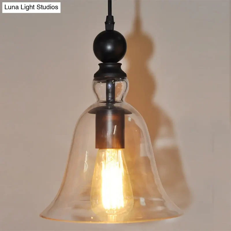 Hanglamp Klokmodel Zwart Helder Glas Industrieel Design Plafondverlichting E26 E27 Fitting Eetkamer Keuken | Sansoti