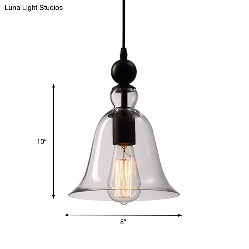 Hanglamp Klokmodel Zwart Helder Glas Industrieel Design Plafondverlichting E26 E27 Fitting Eetkamer Keuken | Sansoti