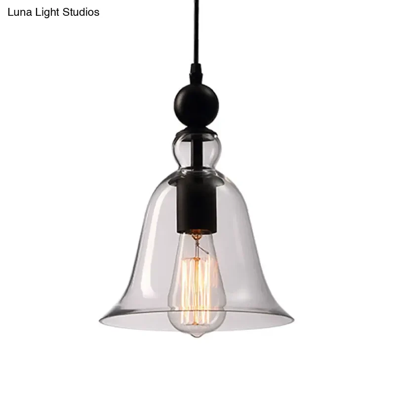 Hanglamp Klokmodel Zwart Helder Glas Industrieel Design Plafondverlichting E26 E27 Fitting Eetkamer Keuken | Sansoti