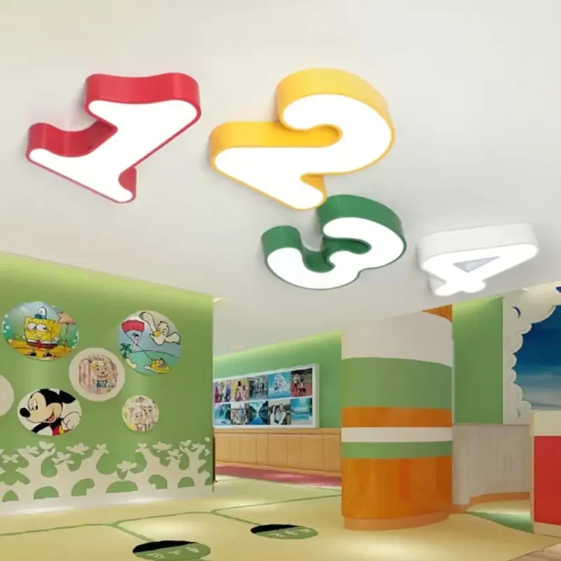 Cijfervormige LED Plafondlamp met Acryl Kap voor Kinderkamer Verlichting Energiezuinig Speels Design | Sansoti