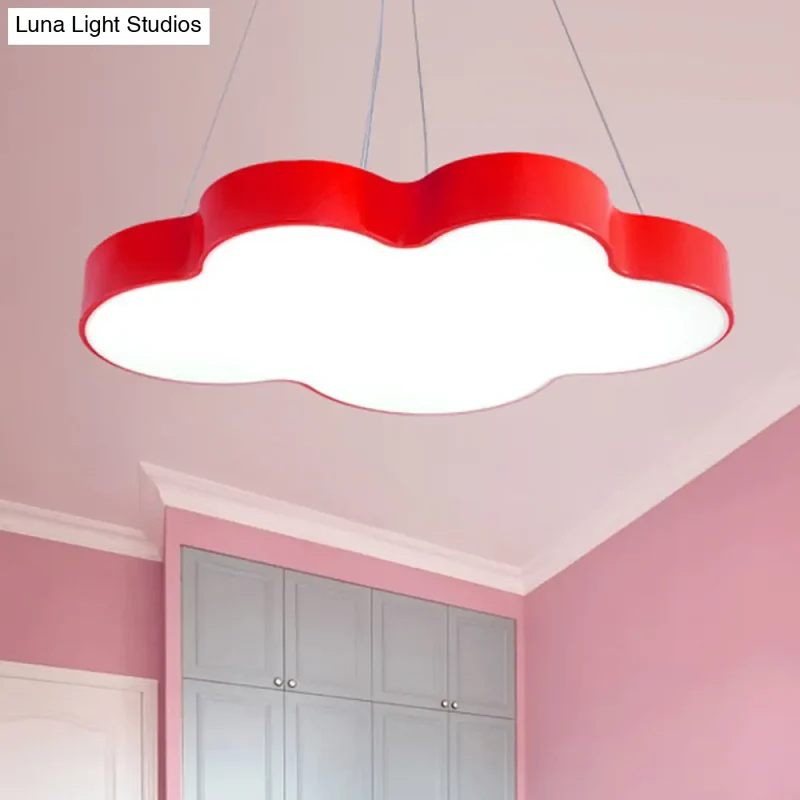 Wolkenvormige LED Hanglamp Kinderkamer Acryl 50cm Dimbaar met Afstandsbediening Kleurrijk Sfeervol Plafondlamp | Sansoti