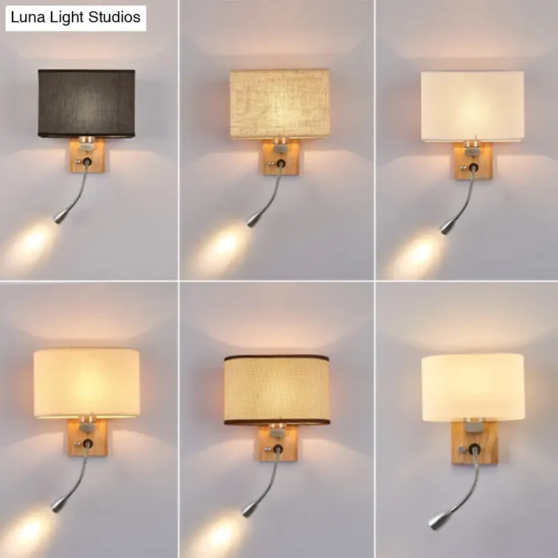 Verstelbare Wandlamp Leeslamp met Stoffen Kap Beige Champagne Metaal voor Slaapkamer Nachtkastje E26 E27 | Sansoti