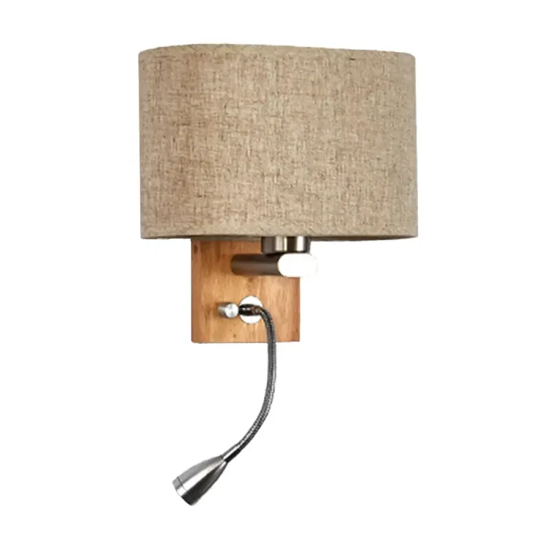 Verstelbare Wandlamp Leeslamp met Stoffen Kap Beige Champagne Metaal voor Slaapkamer Nachtkastje E26 E27 | Sansoti