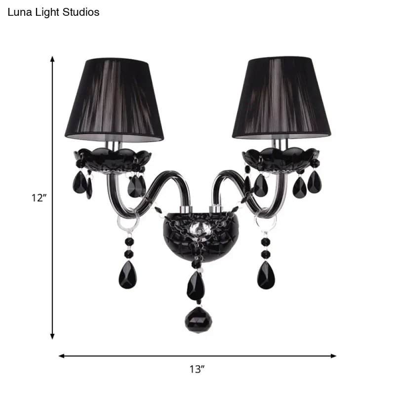Kristallen Wandlamp Zwart Kaarsstijl Sierlijke S-Vorm Arm 1-2 Lichtpunten E12 E14 Fitting Elegant Woonkamer | Sansoti