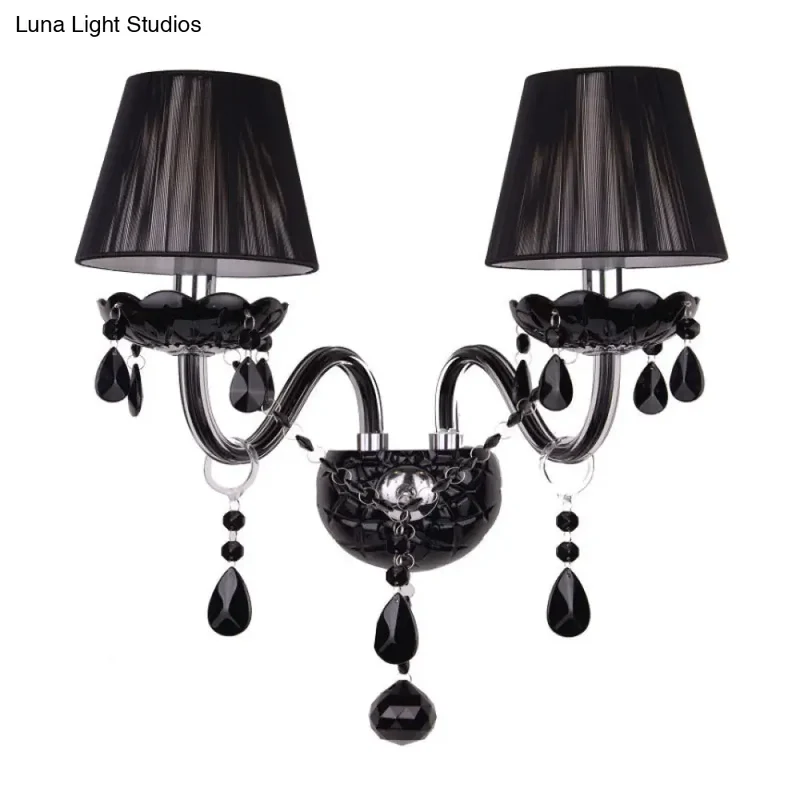 Kristallen Wandlamp Zwart Kaarsstijl Sierlijke S-Vorm Arm 1-2 Lichtpunten E12 E14 Fitting Elegant Woonkamer | Sansoti