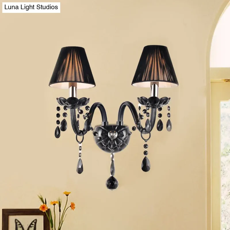 Kristallen Wandlamp Zwart Kaarsstijl Sierlijke S-Vorm Arm 1-2 Lichtpunten E12 E14 Fitting Elegant Woonkamer | Sansoti