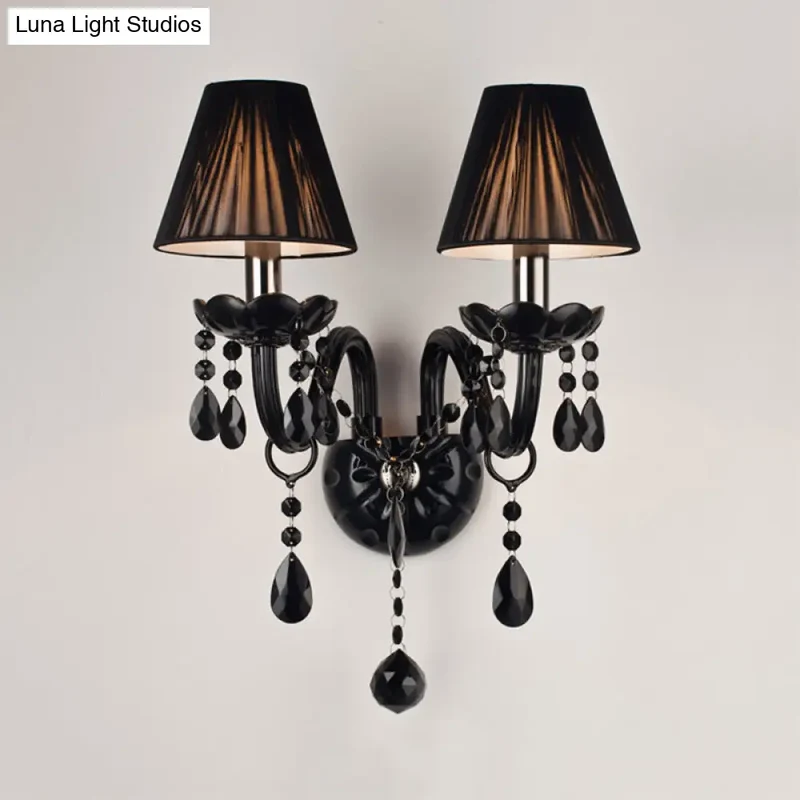 Kristallen Wandlamp Zwart Kaarsstijl Sierlijke S-Vorm Arm 1-2 Lichtpunten E12 E14 Fitting Elegant Woonkamer | Sansoti