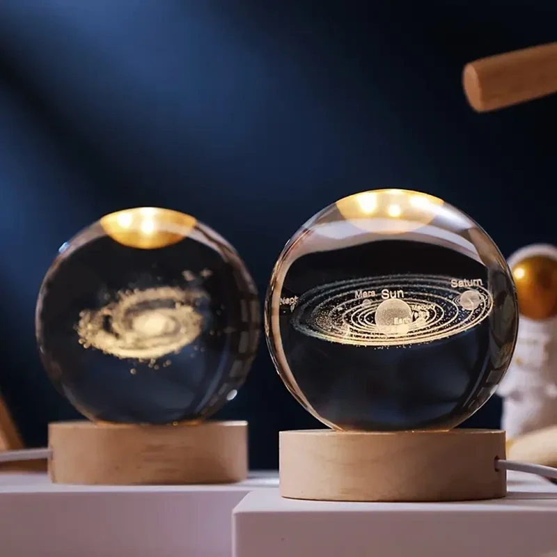 Kristallen Bol Lamp met Gekleurde LED Verlichting | Decoratieve Sfeerverlichting voor Woonkamer en Slaapkamer | Sansoti