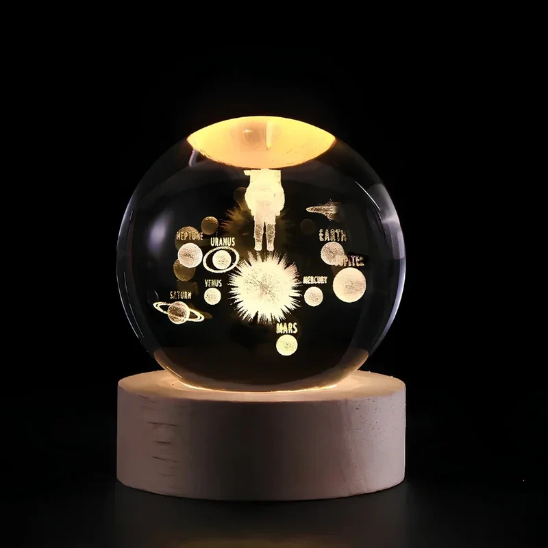 Kristallen Bol Lamp met Gekleurde LED Verlichting | Decoratieve Sfeerverlichting voor Woonkamer en Slaapkamer | Sansoti