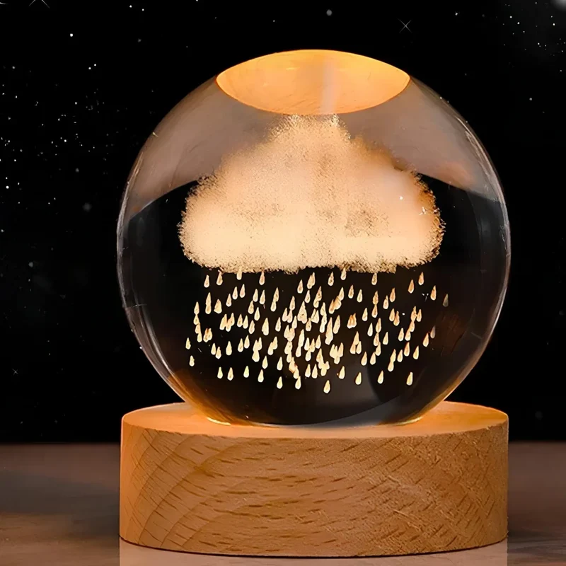 Kristallen Bol Lamp met Gekleurde LED Verlichting | Decoratieve Sfeerverlichting voor Woonkamer en Slaapkamer | Sansoti