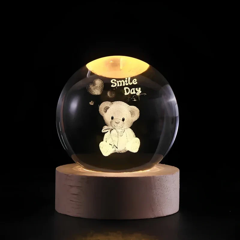 Kristallen Bol Lamp met Gekleurde LED Verlichting | Decoratieve Sfeerverlichting voor Woonkamer en Slaapkamer | Sansoti