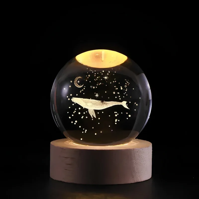 Kristallen Bol Lamp met Gekleurde LED Verlichting | Decoratieve Sfeerverlichting voor Woonkamer en Slaapkamer | Sansoti