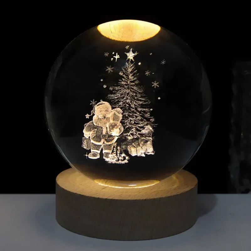 Kristallen Bol Lamp met Gekleurde LED Verlichting | Decoratieve Sfeerverlichting voor Woonkamer en Slaapkamer | Sansoti