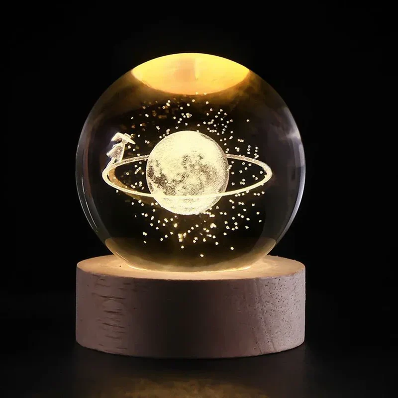 Kristallen Bol Lamp met Gekleurde LED Verlichting | Decoratieve Sfeerverlichting voor Woonkamer en Slaapkamer | Sansoti