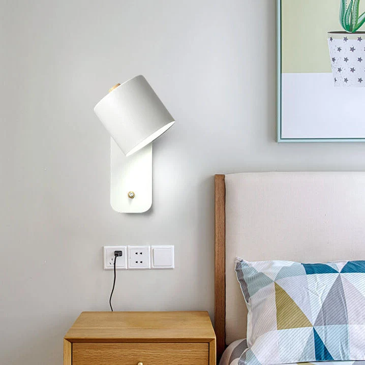 Draaibare Wandlamp Cilinder Vorm Aluminium Zwart Wit Groen Slaapkamer Leeshoek Gericht Licht Spots Verstelbaar | Sansoti