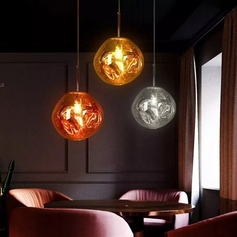 Glazen Hanglamp Smelteffect Goud Zilver Grijs Rood Woonkamer Eetkamer LED Scandinavisch Design Sfeerlicht | Sansoti