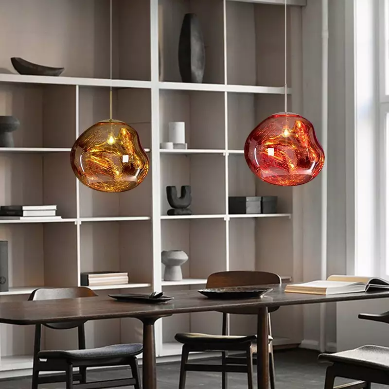 Glazen Hanglamp Smelteffect Goud Zilver Grijs Rood Woonkamer Eetkamer LED Scandinavisch Design Sfeerlicht | Sansoti