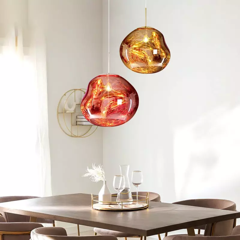 Glazen Hanglamp Smelteffect Goud Zilver Grijs Rood Woonkamer Eetkamer LED Scandinavisch Design Sfeerlicht | Sansoti