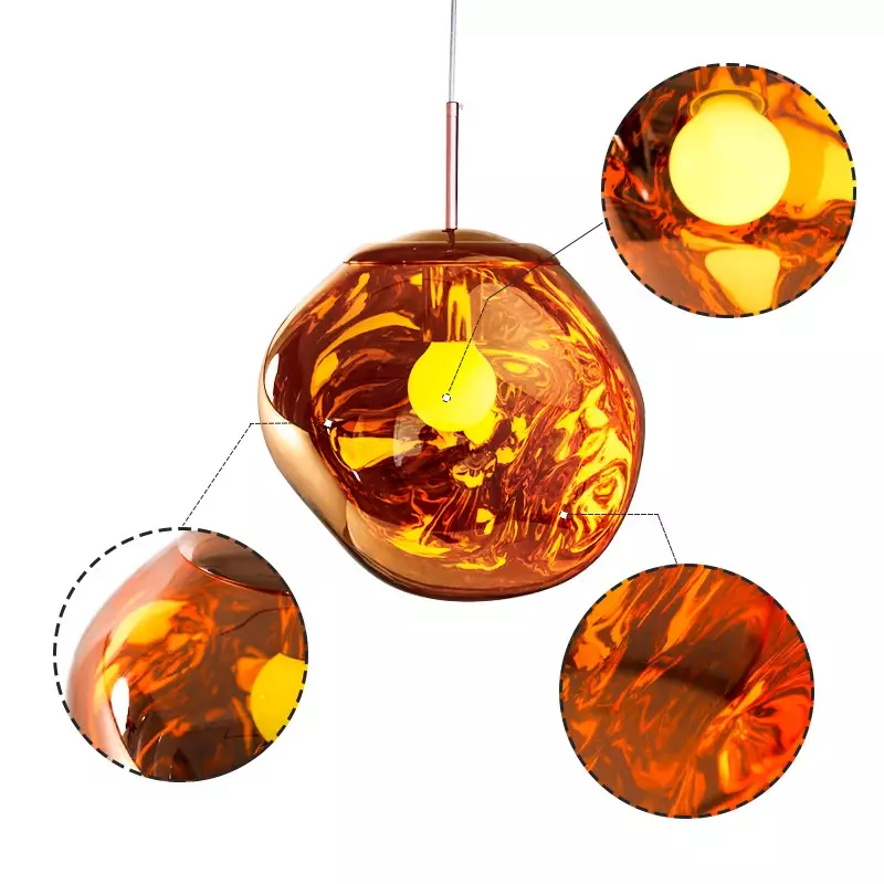 Glazen Hanglamp Smelteffect Goud Zilver Grijs Rood Woonkamer Eetkamer LED Scandinavisch Design Sfeerlicht | Sansoti