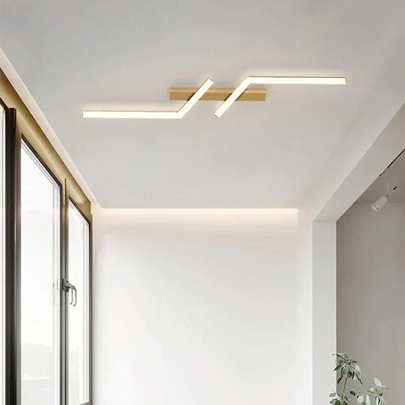 Plafondlamp LED Dimbaar Rechthoekig Goud Zwart 60-120cm Modern Plafondverlichting Woonkamer Slaapkamer | Sansoti