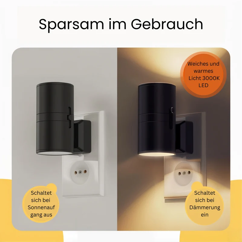 Bauhaus Nachtlampje Dimbaar met Dag-Nachtsensor Wandlamp Warm LED Licht Slaapkamer Hal Badkamer Energiezuinig | Sansoti