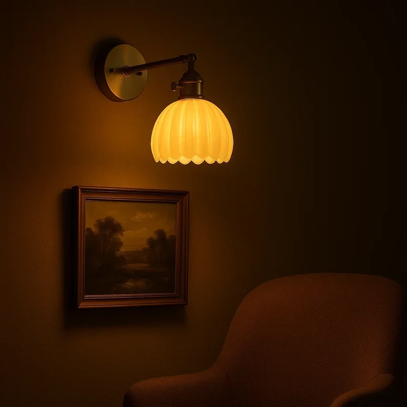 Glazen Tulp Wandlamp Vintage Stijl met E27 Fitting voor Woonkamer Slaapkamer Hal Scandinavisch Retro | Sansoti