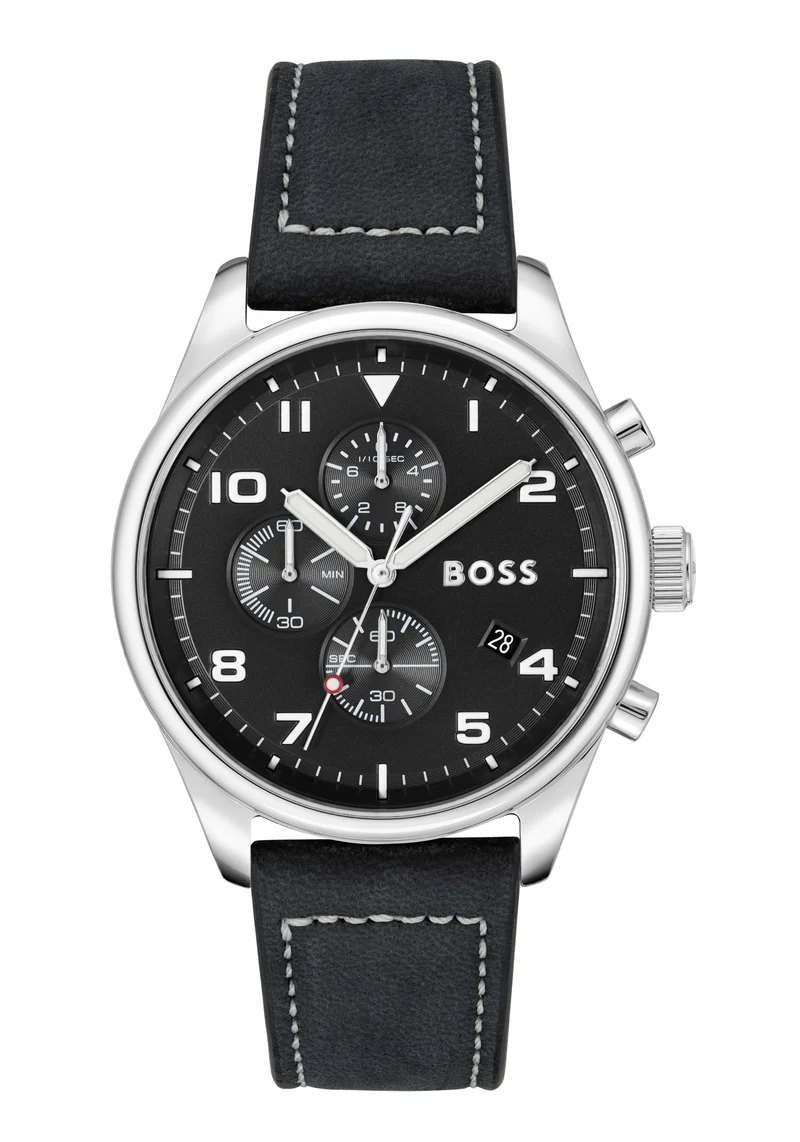 BOSS View 1514008 Herren Chronograph Schwarz • Edelstahlgehäuse 44 mm • Mineralglas