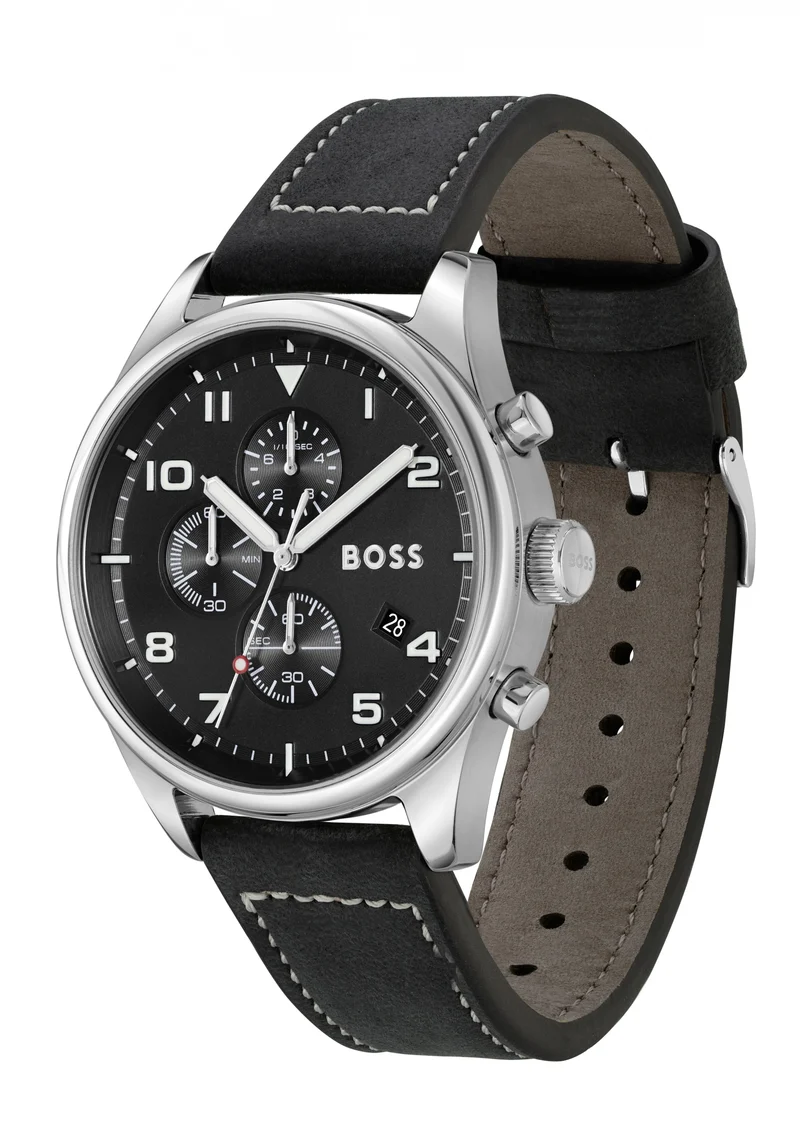 BOSS View 1514008 Herren Chronograph Schwarz • Edelstahlgehäuse 44 mm • Mineralglas