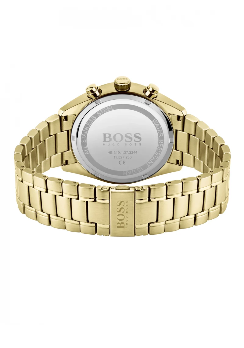 BOSS Champion 1513848 Herren Chronograph Gold • Goldenes Edelstahlarmband • 10 ATM Wasserdicht