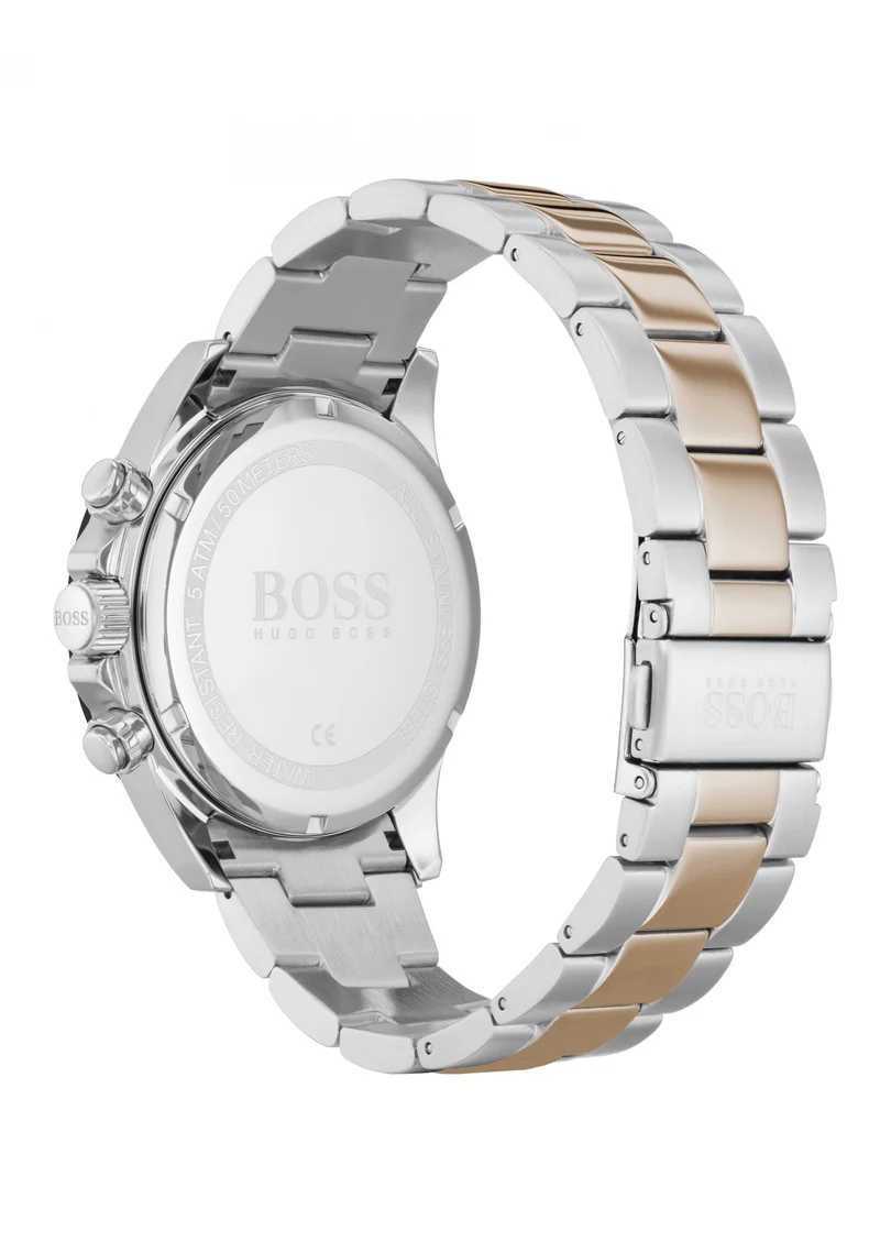 BOSS Hero 1513757 Herren Chronograph Bicolor • Schwarzes Zifferblatt • Mineralglas